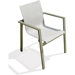 Dcb Garden - miami - Fauteuil de jardin empilable en alu kaki et toile plastifiée grise
