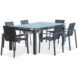 Alu-miami - Ensemble repas de jardin 6 places en aluminium anthracite Dcb Garden