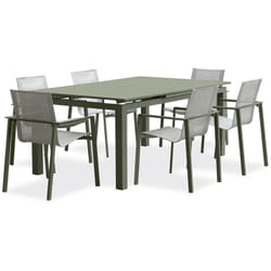 Miami - Ensemble repas de jardin 6 places en aluminium kaki Dcb Garden