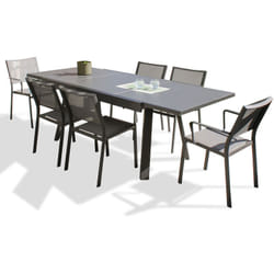 Stockholm - Ensemble repas de jardin 6 places en aluminium Dcb Garden