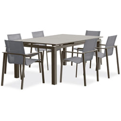 Zahara - Ensemble repas de jardin 6 places en aluminium taupe Dcb Garden