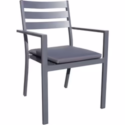 Fauteuil de jardin aluminium empilable gris anthracite. Coussins déhoussables en toile 100% polyester gris anthracite. DIMENS ...