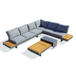 Salon de jardin dangle VANUATU 6 places en bois dacacia et aluminium - GRIS ANTHRACITE