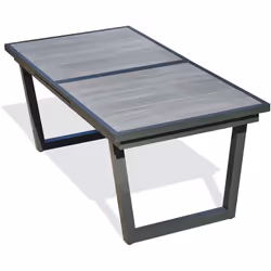 Table de jardin en aluminium et céramique avec rallonge intégrée gris anthracite, imposants et élégants pieds en U. DIMENSION ...
