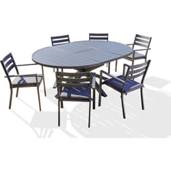 Dcb Garden - pelosa - Ensemble repas 6 places en aluminium anthracite avec rallonge papillon