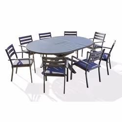 Lot composé dune table de jardin PELOSA-TB200 et de 8 fauteuils PELOSA-FT empilables
