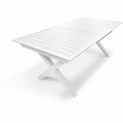 Table de jardin en aluminium blanc avec rallonge automatique. DIMENSIONS L 180/240 x l 100 x H 77 cm
