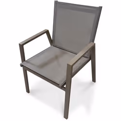 Fauteuil de jardin empilable en textilène quartz et aluminium quartz. DIMENSIONS L 60 x l 56 x H 86 cm