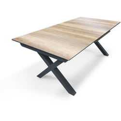 Floride - Table de jardin en aluminium anthracite et plateau hpl imitation bois Dcb Garden