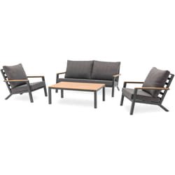 Salon bas de jardin - Aluminium Dcb Garden 5 places - Gris anthracite et polywood - kommos
