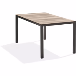 Table de jardin rectangulaire fixe en aluminium gris anthracite et plateau en polywood imitation bois. DIMENSIONS L 160 x l 9 ...
