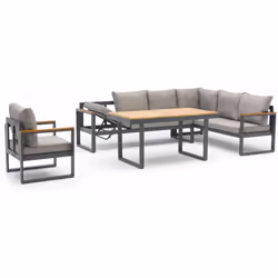 Yonaha - Ensemble repas de jardin 7 places en aluminium gris anthracite Dcb Garden
