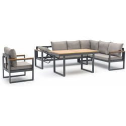 Yonaha - Ensemble repas de jardin 7 places en aluminium gris anthracite Dcb Garden