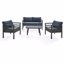 Lisbonne - Salon de jardin 4 places en aluminium gris anthracite Dcb Garden