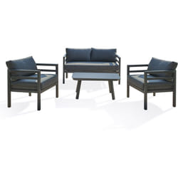 Lisbonne - Salon de jardin 4 places en aluminium gris anthracite Dcb Garden