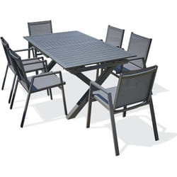 Floride - Ensemble repas de jardin 6 places en aluminium gris anthracite Dcb Garden