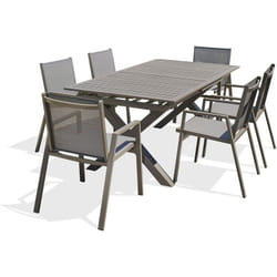 Floride - Ensemble repas de jardin 6 places en aluminium quartz Dcb Garden