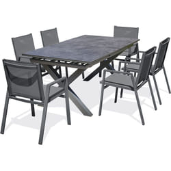 FLORIDE - Ensemble repas de jardin 6 places en aluminium gris anthracite - DCB GARDEN