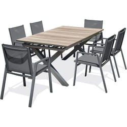 Floride - Ensemble repas de jardin 6 places en aluminium gris anthracite Dcb Garden