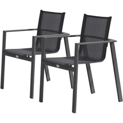 Dcb Garden - alu-miami - Lot de 2 fauteuils de jardin empilables en aluminium gris anthracite