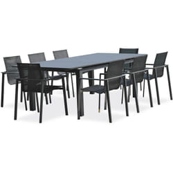 Alu-miami - Ensemble repas de jardin 8 places en aluminium anthracite Dcb Garden