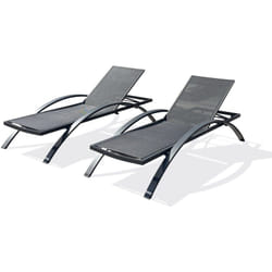 Barcelona - Lot de 2 bains de soleil en toile plastifiée et aluminium gris Dcb Garden