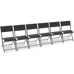 Dcb Garden - C43 - Lot de 6 chaises en aluminium et toile plastifiée noire