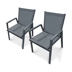 Lot de 2 fauteuils de jardin empilables en aluminium   - Gris anthracite - FLORIDE