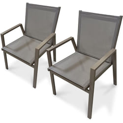 Dcb Garden - floride - Lot de 2 fauteuils de jardin empilables en aluminium quartz