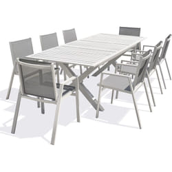 Floride - Ensemble repas de jardin 8 places en aluminium blanc Dcb Garden