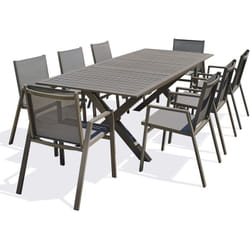 Floride - Ensemble repas de jardin 8 places en aluminium quartz Dcb Garden