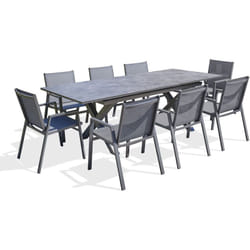 Floride - Ensemble repas de jardin 8 places en aluminium gris anthracite Dcb Garden