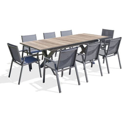 Floride - Ensemble repas de jardin 8 places en aluminium gris anthracite Dcb Garden