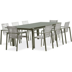 MIAMI - Ensemble repas de jardin 8 places en aluminium kaki - DCB GARDEN