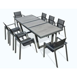 Ensemble repas de jardin - DCB GARDEN - 8 places - Aluminium anthracite - Plateau céramique