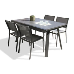 Ensemble repas de jardin 4 places en aluminium anthracite