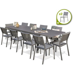 Stockholm - Ensemble repas de jardin 12 places en aluminium gris anthracite Dcb Garden