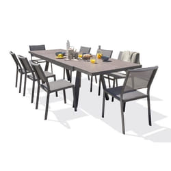 Ensemble repas de jardin - DCB GARDEN - STOCKHOLM - Gris anthracite - Plateau en céramique sur verre - 8 places