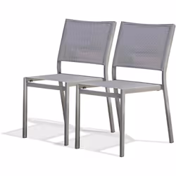 Lot de 2 chaises de jardin empilables en aluminium gris anthracite et toile plastifiée gris anthracite. DIMENSIONS L 48 x l 5 ...
