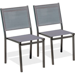 Tolede - Lot de 2 chaises de jardin en alu anthracite et toile plastifiée grise Dcb Garden