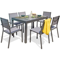 Tolede - Ensemble repas 6 places en aluminium anthracite et plateau verre Dcb Garden