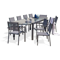 Tolede - Ensemble repas 10 places en aluminium anthracite et plateau verre Dcb Garden