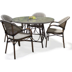 USHUAIA - Ensemble repas de jardin 4 places en aluminium marron - DCB GARDEN