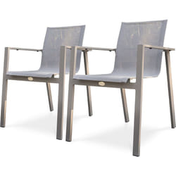 Dcb Garden - zahara - Lot de 2 fauteuils de jardin en aluminium et toile plastifiée taupe