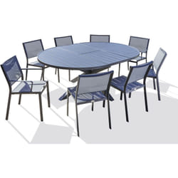 Dcb Garden - pelosa - Ensemble repas 8 places en aluminium anthracite avec rallonge papillon