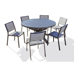 Ensemble repas PELOSA 6 places en aluminium anthracite avec rallonge papillon