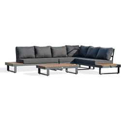 Alicante - Salon de jardin d'angle 6 places en teck et aluminium gris anthracite Dcb Garden