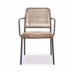 Fauteuil de jardin empilable MARCEAU en corde et acier - GRIS ANTHRACITE