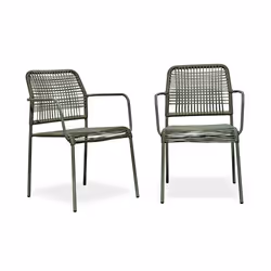 Lot composé de 2 fauteuils de jardin empilables MARCEAU-FT-OLIVE