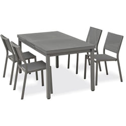 Dania - Ensemble repas de jardin 4 places en aluminium gris anthracite Dcb Garden